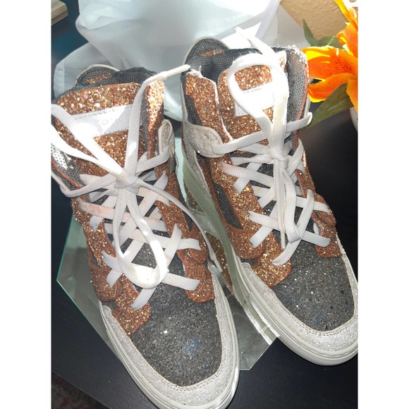 🧡 Giaco Morelli Glitter High Trainer Sneakers  🧡 Made In Italty - Picture 1 of 11